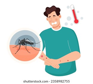 Mosquito biting on Human Skin - Stock Illustration as EPS 10 File