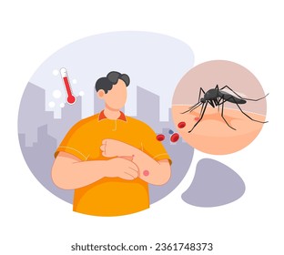 Mosquito biting on Human Skin - Stock Illustration as EPS 10 File