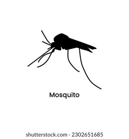Mosquito black fill icon. Dangerous insect with deadly venom. Vector illustration in trendy style. Editable graphic resources for many purposes.
