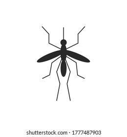 Icono vector negro de mosquito, diseño plano mínimo aislado en fondo blanco, eps 10.
