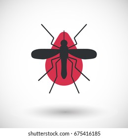 Mosquito and blood vector flat icon, Flat design of parasitic animal isolated on the white background with round shadow, vector illustration