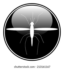 Mosquito button on white background. Vector illustration.