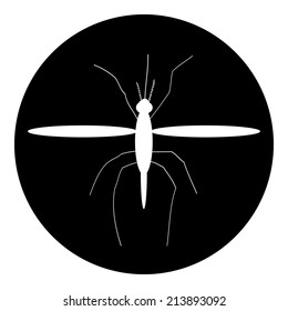 Mosquito button on white background. Vector illustration.