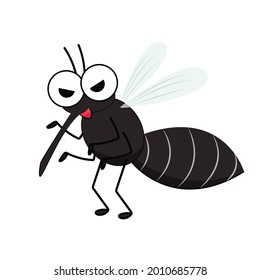 Mosquito cartoon. mosquito vector on white background.