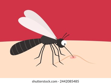Mosquito de dibujos animados. vector de mosquito sobre fondo blanco. Mosquito en el cuerpo de la piel.