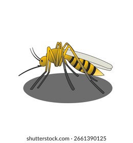 Mosquito cartoon. mosquito vector on white background. Mosquito on skin body.