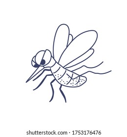 Mosquito character design of vector. Doodle illustration style.