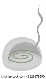 Mosquito coil in a holder vector art.  there is a little wisp of smoke trailing upward.  Background is transparent in vector file and white in jpeg file. svg