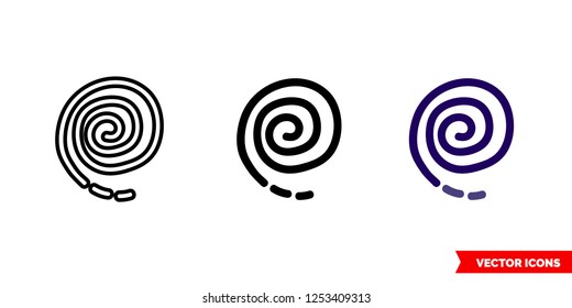 Mosquito coil icon of 3 types: color, black and white, outline. Isolated vector sign symbol.