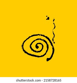 Mosquito coil icon vector illustration in hand drawn grunge chalk style, isolated on a yellow background, frequently used in mobile.