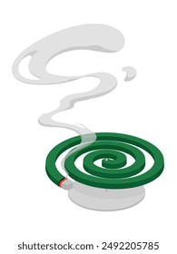 Mosquito coil illustration with smoke transparent