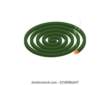 Mosquito coil in isometric view. Simple flat illustration.