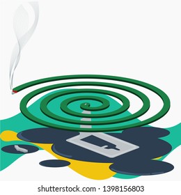 mosquito coils illustration design with smoke. mosquito coil to repel mosquito prevent disease