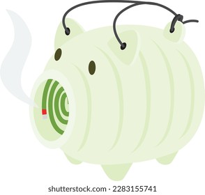 Mosquito collecting pig. Vector illustration of pig-shaped mosquito coil holder. svg