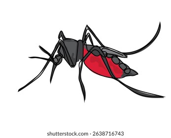 A mosquito in a continuous line drawing on a white background.