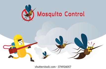 Mosquito Control, Man in Protective Suit Run Spraying, Against Disease Epidemics 