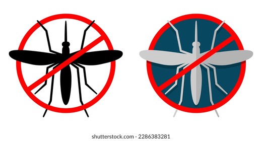 Mosquito control pictogram - strikethrough bloodsucking insect. For spray, repellent or pouches