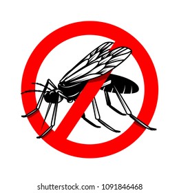 Mosquito danger sign template. Design element for poster, card, emblem, logo. Vector illustration