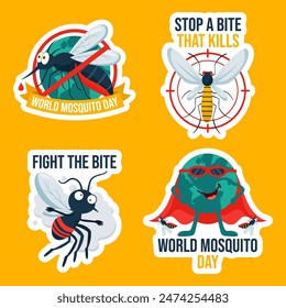 Ilustración de fondo de Plantillas dibujadas a mano de dibujos animados planos de día de mosquito