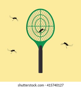 mosquito electric net racket illustration with flat style