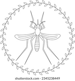 Patrón de bordado de mosquitos , dibujo de líneas , vector de arte de los aros