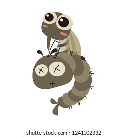 Mosquito emerging from pupa vector illustration cartoon isolated on white background. 