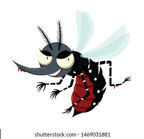 mosquito flat cartoon character design