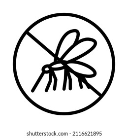 Mosquito flat line icon. Insect control vector symbol, mosquito repellent, protection. Outline sign for mobile concept and web design, store.
