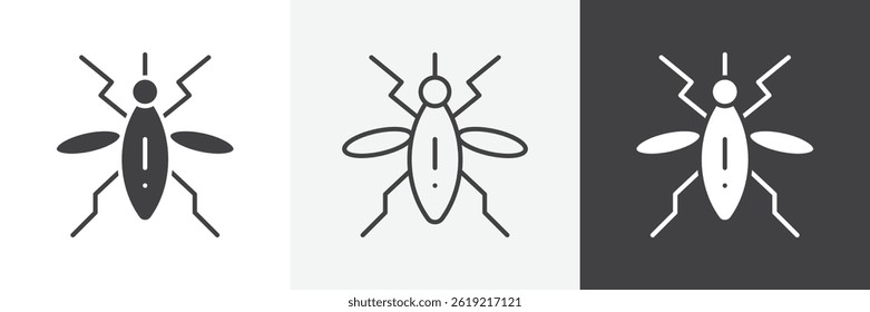 Mosquito flat and liner vector icons set