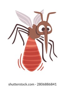 Mosquito Flying With Long Proboscis Cartoon