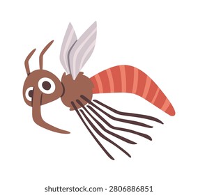 Mosquito Flying With Long Proboscis Cartoon