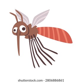 Mosquito Flying With Long Proboscis Cartoon
