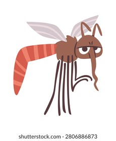 Mosquito Flying With Long Proboscis Cartoon