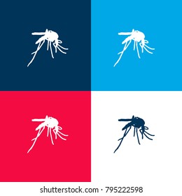 Mosquito four color material and minimal icon logo set in red and blue
