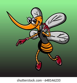 The mosquito get ready to attack cartoon Vector Illustrations