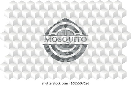 Mosquito grey badge with geometric cube white background