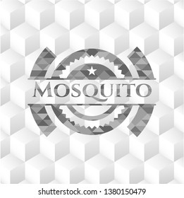 Mosquito grey emblem. Retro with geometric cube white background