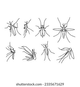 mosquito hand drawn doodle illustrations vector set
