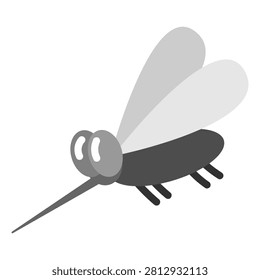 Mosquito. Hand drawn vector flat. Biting midge. Animal. Flying insect. Bloodsucker. Bug, hexapod. Wings, legs. Pest. Color illustration.