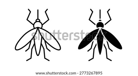 Mosquito icon in black and white color. Solid and linear icons