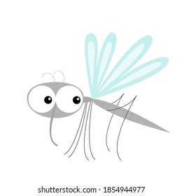 Mosquito icon. Cute cartoon kawaii funny character. Insect collection. Baby illustration. White background. Isolated. Flat design. Vector illustration