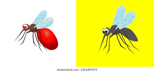 Mosquito icon. Cute cartoon kawaii funny character. Collection of insect beetles. Children's illustration.