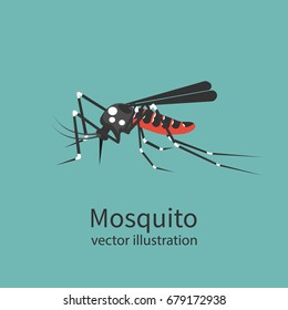 Mosquito icon isolated on background. Insect sign. Pest control. Vector illustration flat design. Bloodsucker cartoon.