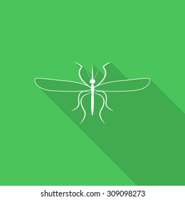 mosquito icon with long shadow.