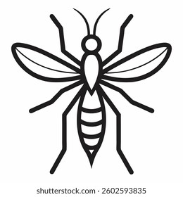 Mosquito Icon with Long Shadow on white background