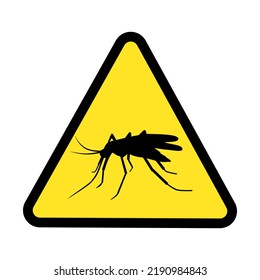 Icono de mosquito en un signo triangular amarillo, atención al peligro de parásitos que succionan sangre que son portadores de malaria