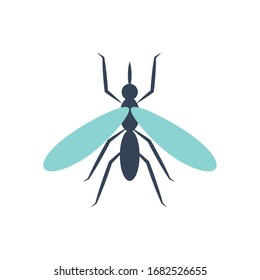 Icono de mosquito sobre fondo blanco, estilo plano, ilustración vectorial
