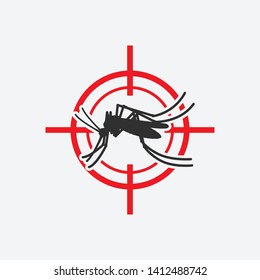 Mosquito icon red target. Insect pest control sign