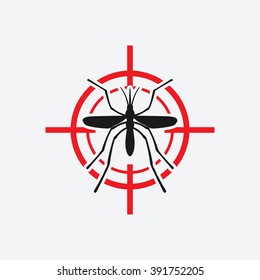 mosquito icon red target - vector illustration. eps 8