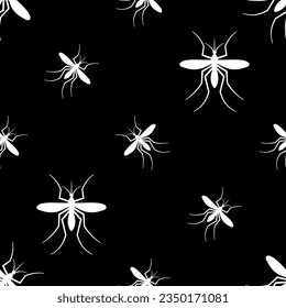 Mosquito Icon Seamless Pattern, Mosquitos Insect Icon Vector Art Illustration